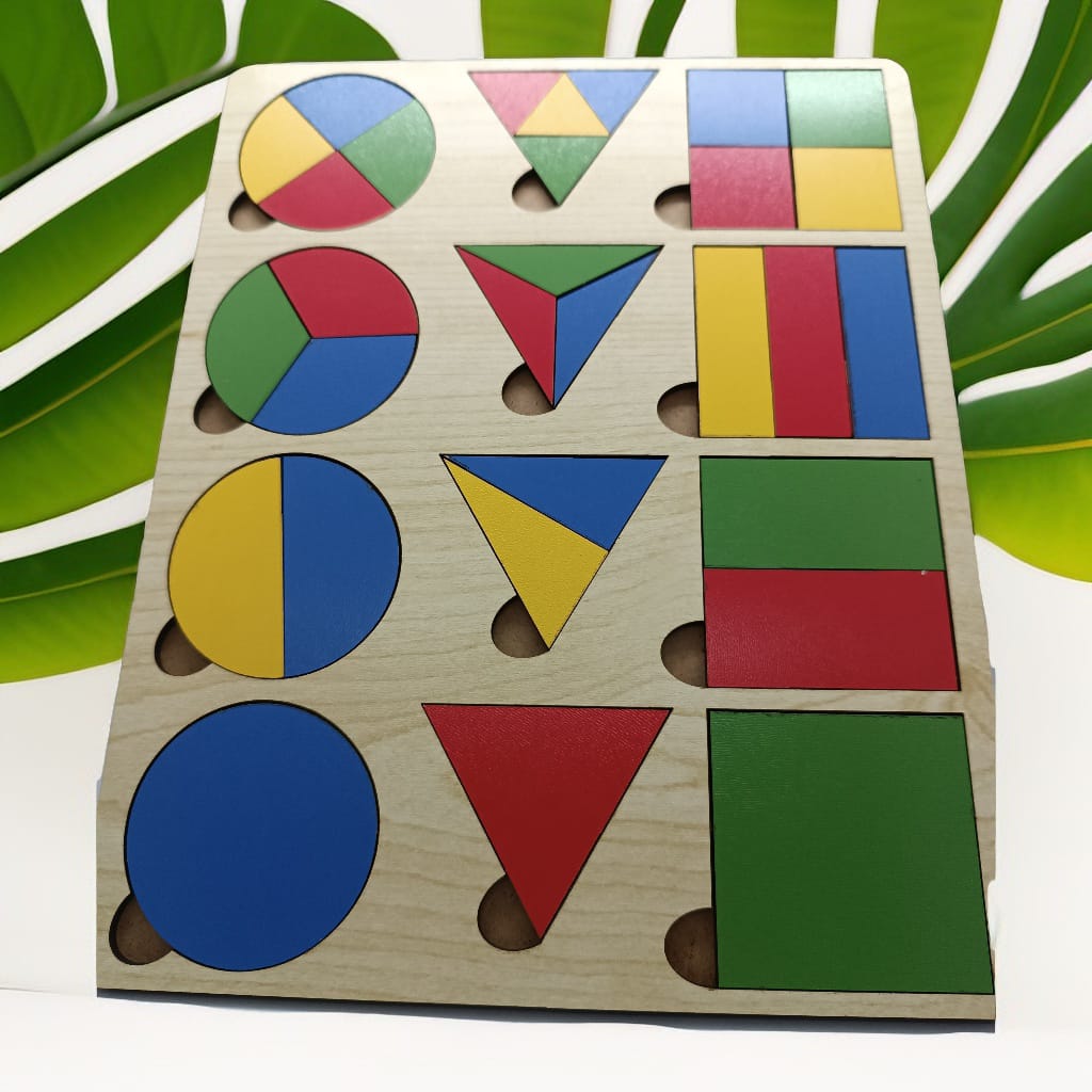 % 100 doğal ahşaptan Geometrik şekiller puzzle