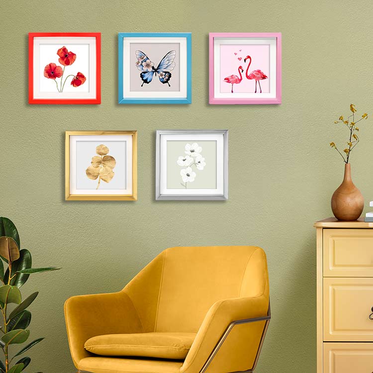 Adhesive removable colorful classic square frames - pack of 3.