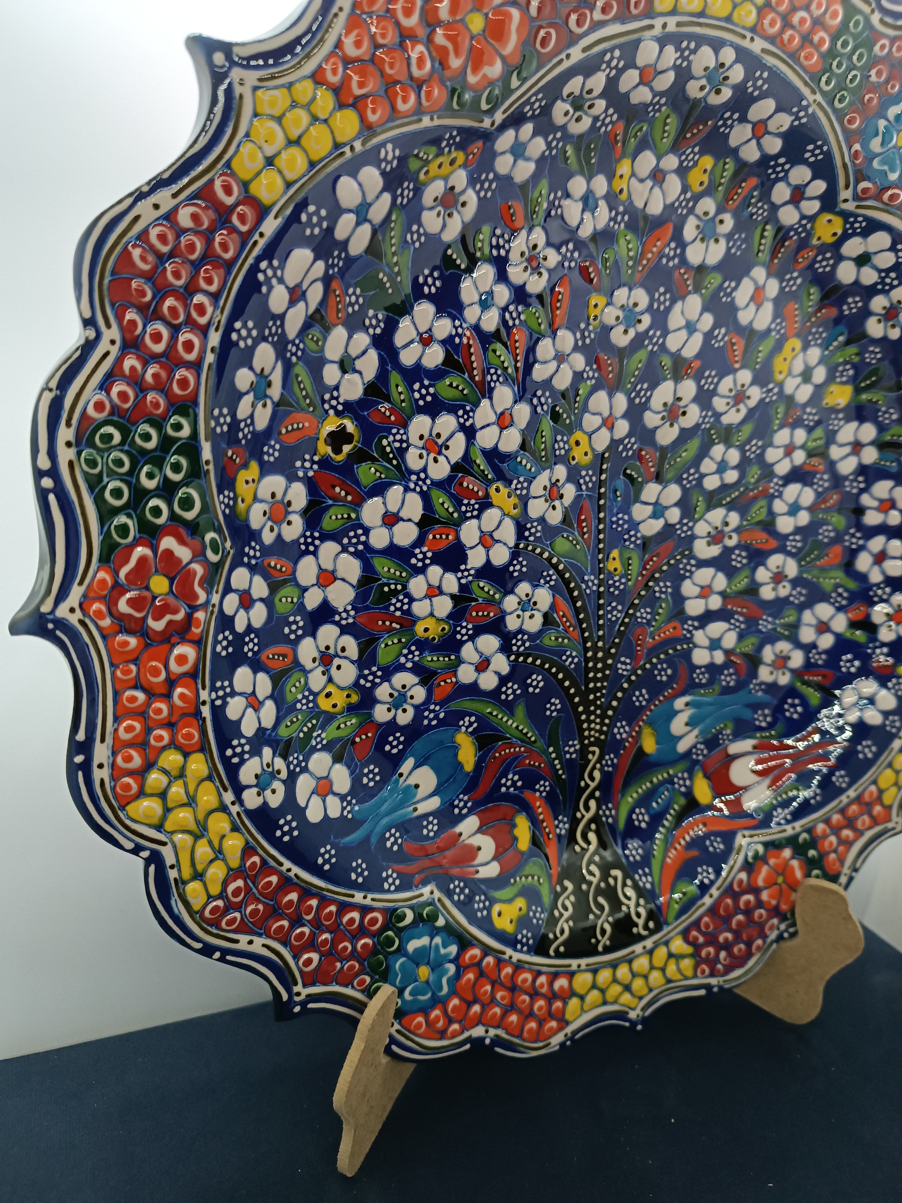 Hayat ağacı temalı el yapımı dekoratif tabak
