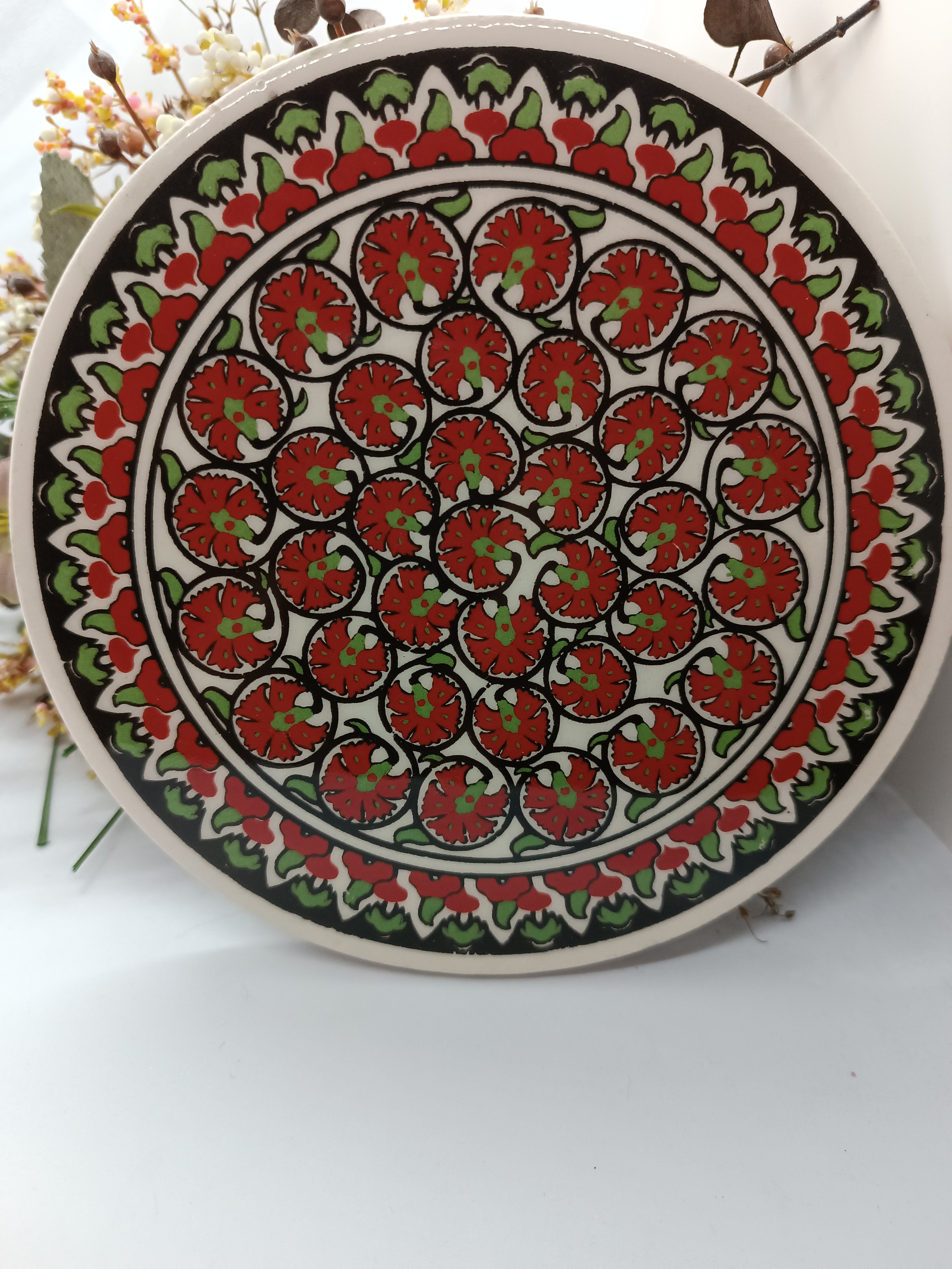 Geleneksel desenli seramik nihale 16 cm.