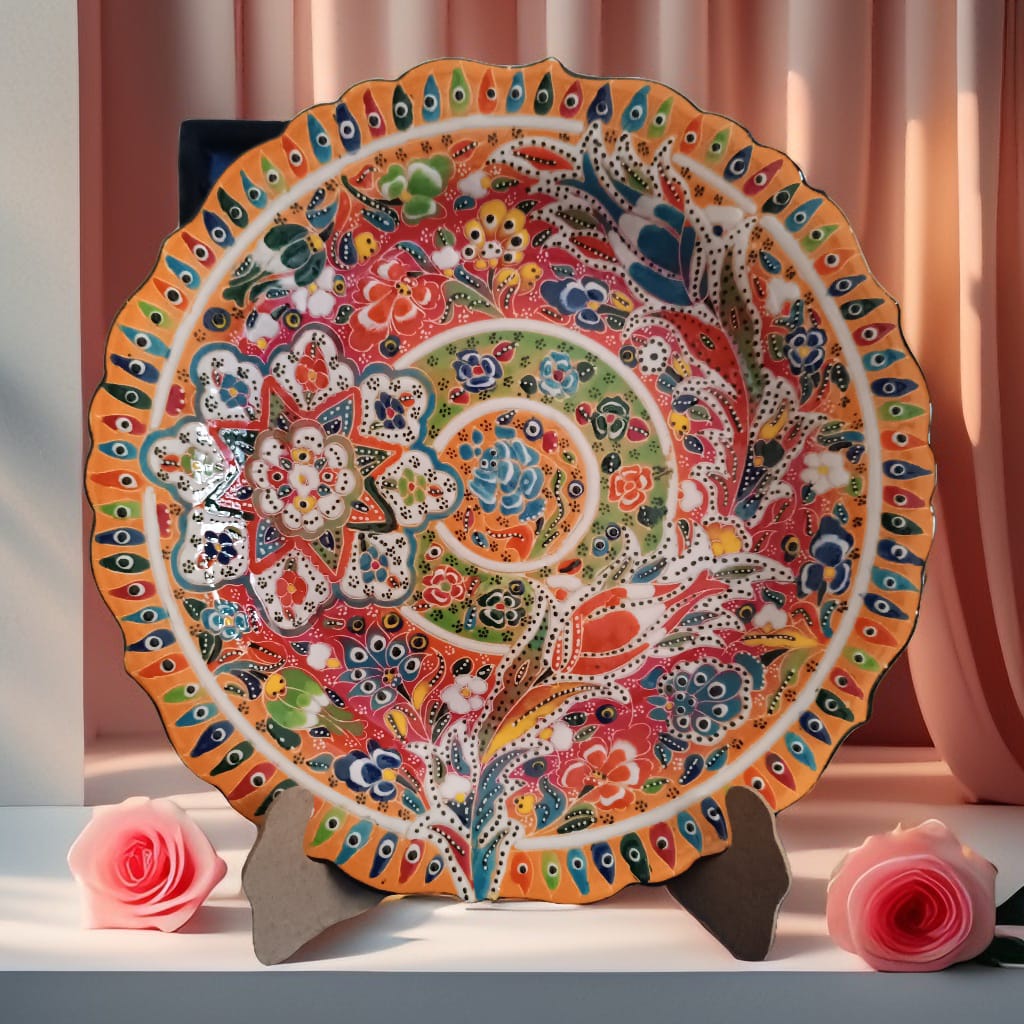 Handmade, hand painted decorative plate.