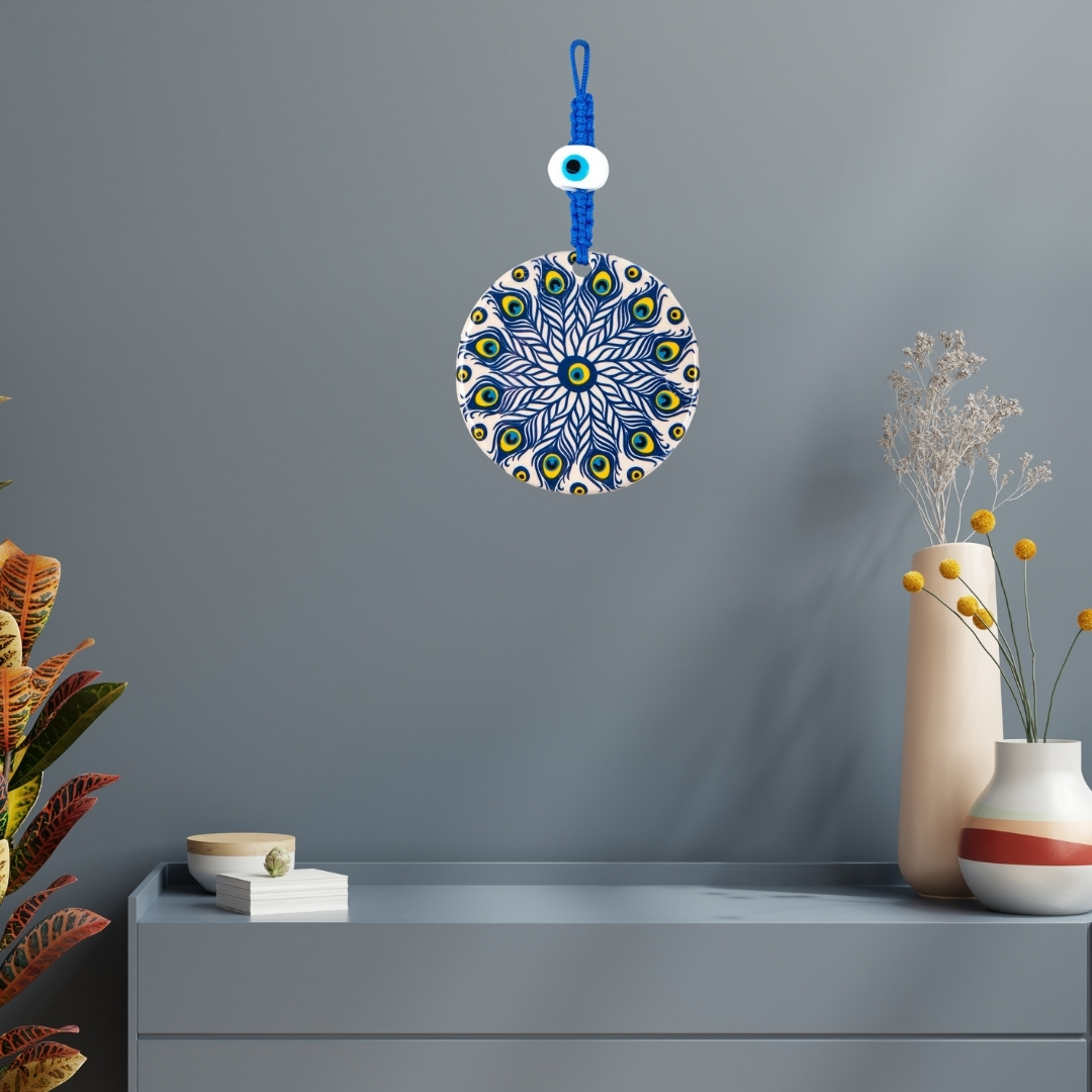 Ceramic Peacock Patterned Wall Decoration.