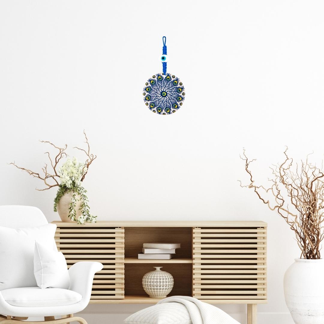 Ceramic Peacock Patterned Wall Decoration.