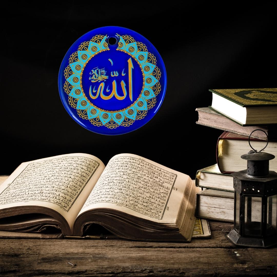 Allah ( cc) Lafzı Yaldızlı Nazar Boncuğu