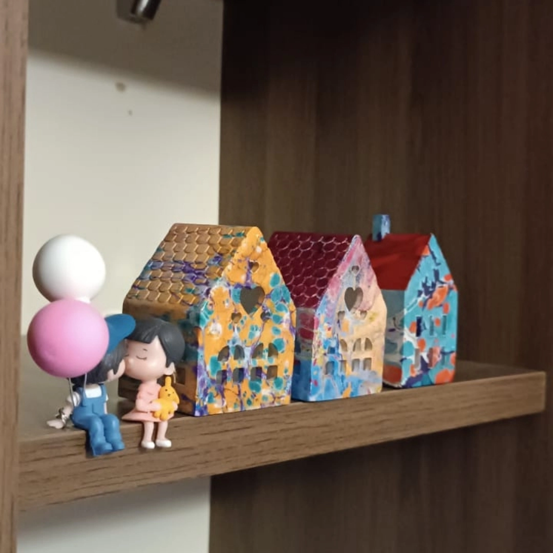 Taş tozu yapımı ebru boyama dekor ev