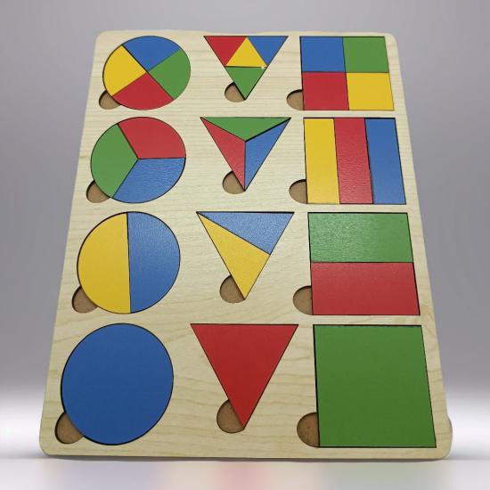 % 100 doğal ahşaptan Geometrik şekiller puzzle
