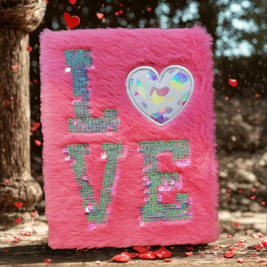 Love Tasarımlı Peluş Defter